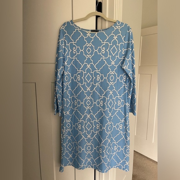Melly M Cayman Mini Blue Dress Nylon Stretch 3/4 Sleeves - Picture 1 of 4